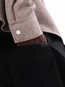 SUMWON 经典阔腿裤，宽松休闲裤，舒适日常下装，现代简约风格 - 黑色 - 查看 6