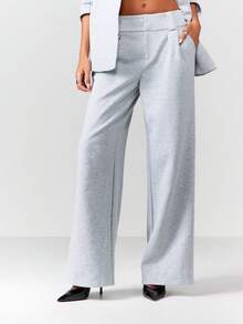 MISSGUIDED 圣诞节超大款西装外套和阔腿裤套装，适合女性职业办公穿着 - 灰色 - 查看 4