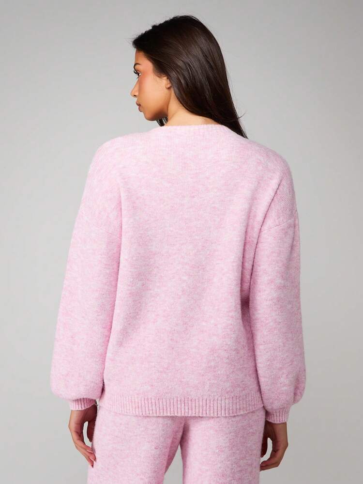 Missguided x Playboy Branded Script Melange Knit Sweater Loungewear Pullover For Autumn Winter