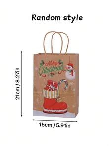 12个装圣诞礼品袋红色圣诞老人图案纸质手提袋带手柄零食袋适用于礼品包装购物派对用品装饰 - 彩色 - 查看 7