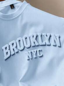 Manfinity Joysei Light Blue Label Men's White Crew Neck T-Shirt ( Fabric)