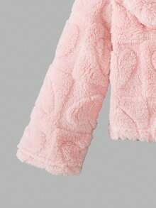 Sweetra 年轻女孩 2 件套可爱休闲连体衣搭配粉色衬衫上衣和蓬松保暖开衫，适合秋冬季 - 粉色 - 查看 6