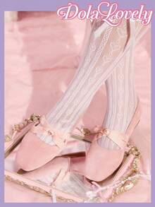 Dola Lovely Silver Square Toe Bowknot Mary Jane Flats, Fashionable Women Casual Shoes