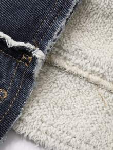 Livesso Damen lässige, weite Denim Jacke mit Umlegekragen, Herbst - Blau - Übersicht 7