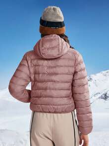 In My Nature Women's Letter Print Long Sleeve Zip-Up Hooded Outdoor Jacket, Winter