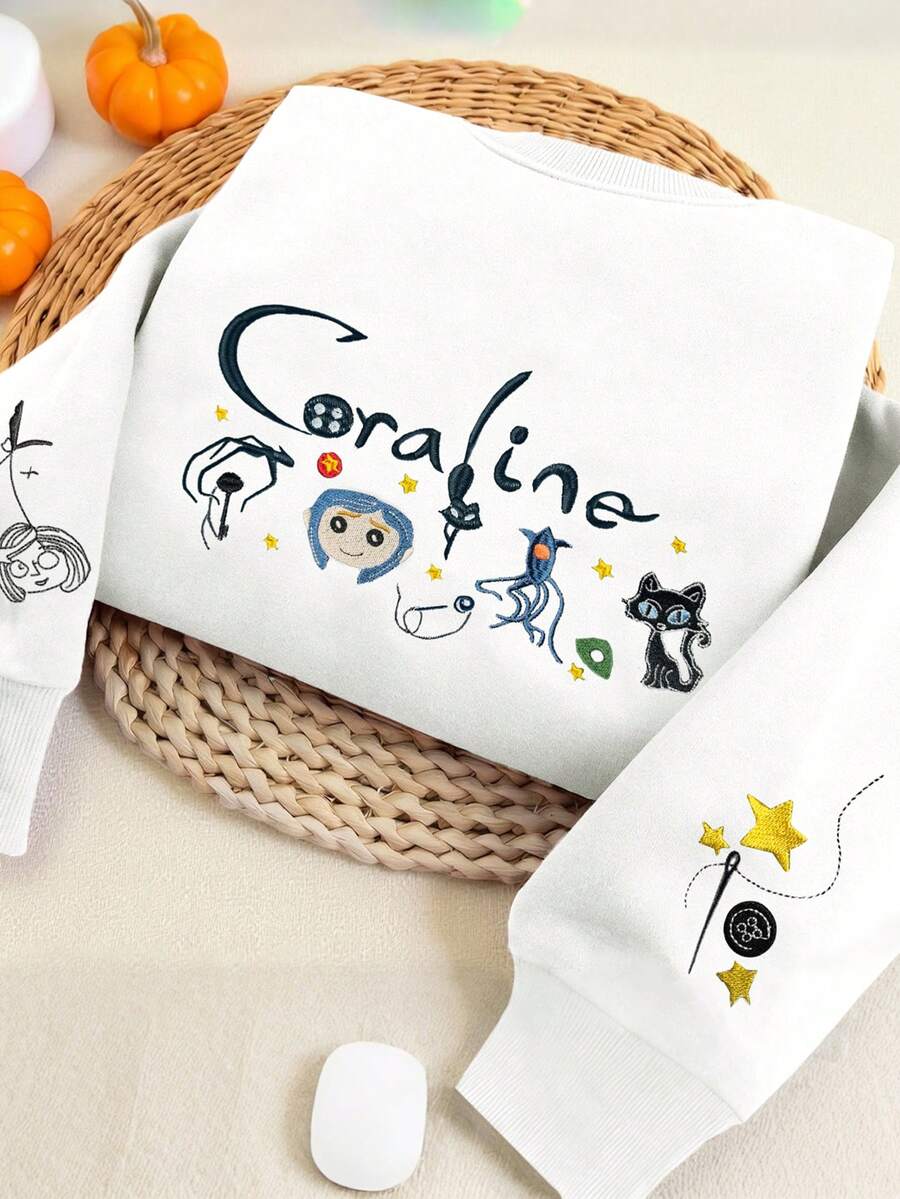 INAWLY sweat-shirt col rond à manches longues avec imprimé minimaliste pour femmes