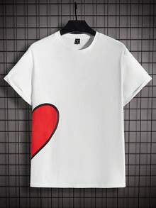 Manfinity VCAY 2pcs Knitted Casual Heart Pattern Multi-Piece T-Shirt Set - White - View 4