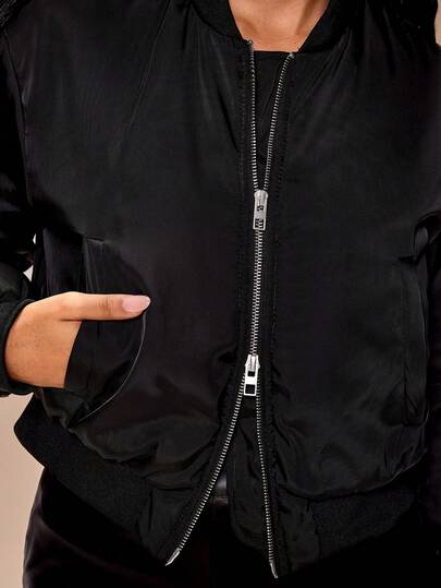 Radiana Blouson bombardier casual à fermeture éclair double et poches multiples pour tous les jours