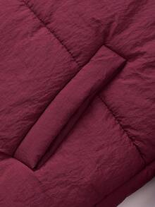 SHEIN Unity French Retro Red Casual Chic Design Versatile Comfortable Relaxed Fit Slim Flattering Shoulder Version Women Padded Coat, Autumn/Winter