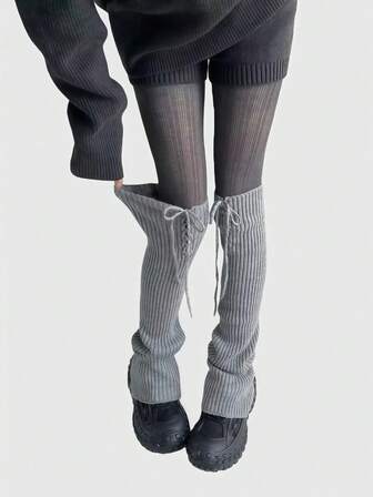 Kawaii 2 paia di calze parastinchi retrò a righe Y2K con fiocco, design alla moda e minimalista, adatte per scuola, casual, pendolarismo, appuntamenti, uso domestico