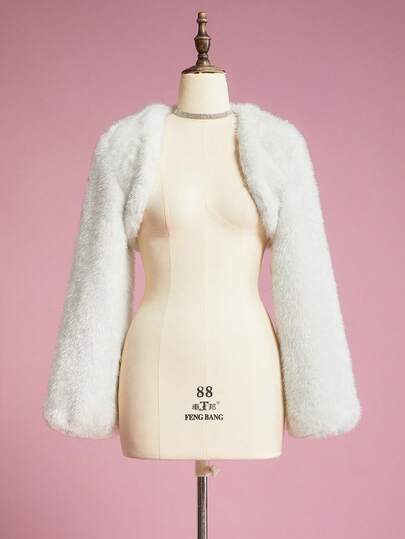 ROMWE Avant Women's Retro Vantage Elegant Party Faux Fur Jacket