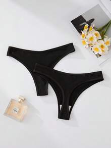 SHEIN Quần lót lọt khe thoải mái, dễ chịu cho nữ (6 cái/gói) - màu đen - Xem 5