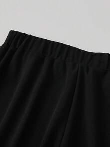 Sweetra Petite Petite Series Women's Commuter Minimalist Knit Elastic Textured Fabric Cinched Waist Trousers - Black - View 8