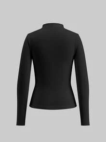 SHEIN LUNE Casual 3pcs Women's Ribbed Crew Neck Long Sleeve Base Layer T-Shirts, Versatile Style, Suitable For Autumn/Winter - Multicolor - View 2