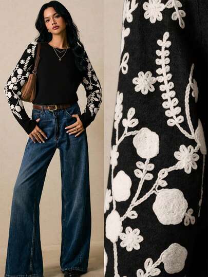 Poéselle 女士休闲时尚百搭简约套头长袖毛衣，秋冬季款