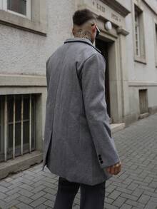 Artur Kramer 男士羊毛混纺长袖休闲/通勤夹克，秋冬时尚外套 - 灰色 - 查看 3