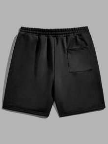 Manfinity VCAY 2pcs Men's Knitted Shorts With Letter & Heart Print - Black - View 3