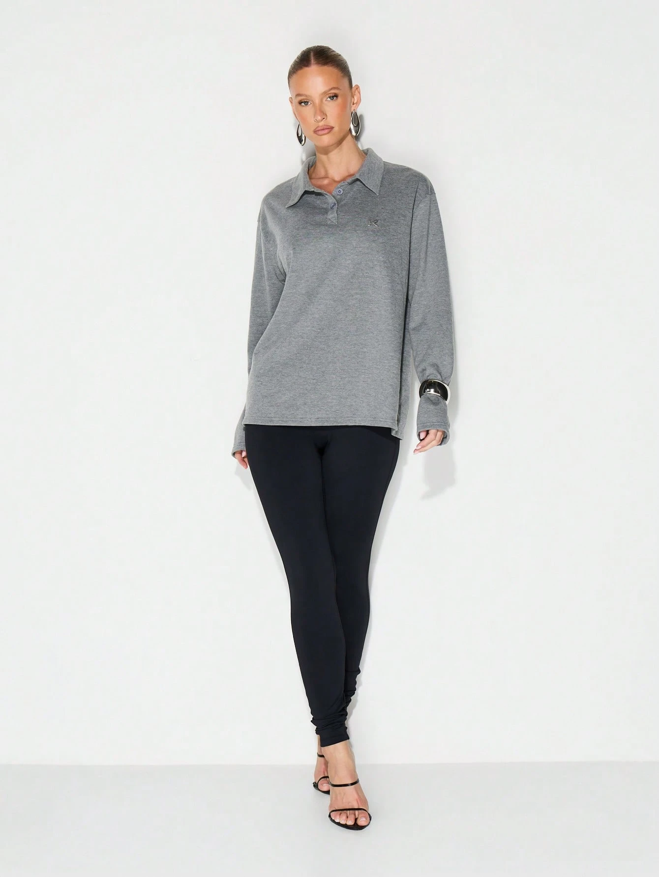 KIZN Langärmliges Poloshirt mit Kragen und Metalllasche