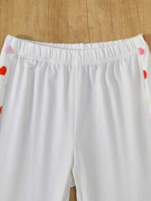 SHEIN 2pcs Tween Girl Set: Round Neck Raglan Sleeve Heart & Ditsy Floral Sweatshirt + Leggings - White - View 7