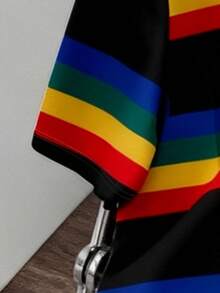 Manfinity Dauomo 复古美式条纹极简男士休闲圆领短袖T恤 - 黑色 - 查看 4