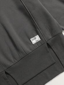 SHEIN Bộ áo nỉ dài tay cổ tròn thoải mái, tối giản, rộng rãi, thiết kế đường may và quần bó cho bé gái tuổi teen - Màu Xám nhạt - Xem 6