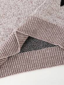 Sparklyn Teen GirlNew Autumn/Winter Slim Fit, Sweet Korean Style, Stylish Heart Design High Neck Knit Dress, Suitable For Home, Outing, Party, Back To School Heart Pattern Dress Sweater Dress Long Sleeve Dresses Turtleneck Dress Winter Dresses For Teens Teens Jumpers Dress - Grey - View 8