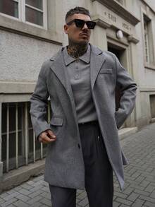 Artur Kramer 男士羊毛混纺长袖休闲/通勤夹克，秋冬时尚外套 - 灰色 - 查看 7