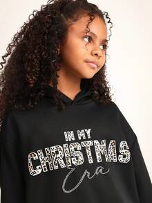 SUMWON Hanorac de Crăciun cu imprimeu festiv și mânecă lungă pentru fete preadolescente, ținută casual de iarnă