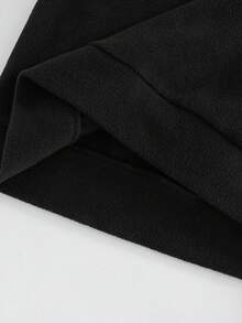 SHEIN 青少年男童/青少年男童休闲日常舒适拼接撞色刺绣圆领宽松套头抓绒卫衣 - 黑色 - 查看 9