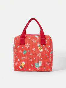 LOONEY TUNES X SHEIN Túi đựng cơm trưa bằng vải nhung kẻ nhiều màu, túi đựng cơm trưa phong cách học sinh, phù hợp cho nhân viên văn phòng và học sinh - Hoạt hình - Xem 7