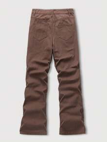 Manfinity Homme Quần Jeans Nam Ống Thẳng Thêu Chữ Thập Màu Cam Phong Cách Mỹ - Cà phê nâu - Xem 2