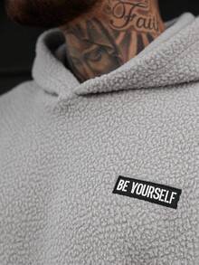 Manfinity Homme Men's Fashion Reversible Sherpa Fleece Hoodie Gray Hoodie Men - Grey - View 7