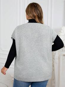 SHEIN CURVE+ Damen Oversize Pullover mit Fledermausärmeln und Blumenmuster, Herbst/Winter Strickpullover
