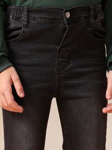 SUMWON Boys Skinny Fit Charcoal Wash Denim Jeans For School Casual Everyday Wear - Black - View 5
