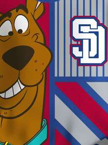 SCOOBY-DOO X SHEIN 青少年男孩条纹卡通图案圆领长袖套头衫 - 白色 - 查看 3