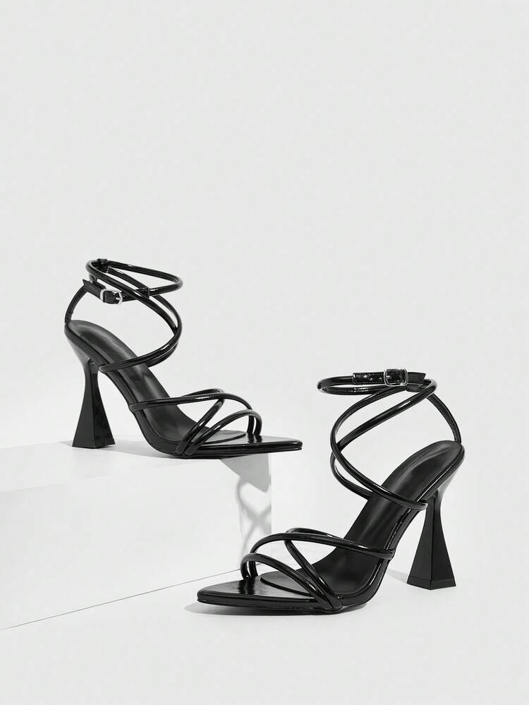 CUCCOO SZL Women's Pointed Toe Buckle Design Fashion High Heel Sandals For Daily Wear