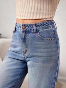 EMERY ROSE 女式褪色休闲牛仔裤 - 藍色 - 查看 9