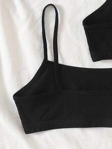 SHEIN 6pcs Tween Girls' Minimalist Comfortable Training Bras - Black - View 4