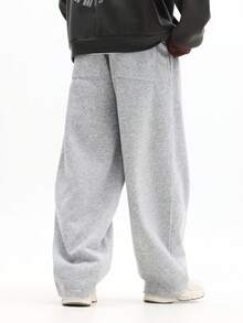 Quần nỉ SUMWON dáng rộng thoải mái với bo chun ở gấu quần, thích hợp mặc ở nhà và thư giãn cuối tuần. Màu trơn. - Màu Xám nhạt - Xem 3