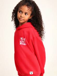 SUMWON Christmas Holly Jolly Vibes Hoodie For Tween Girls With Front Chest Print And Back Design - Red - View 4