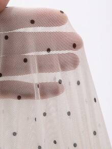 FRIFUL 女士波点网纱荷叶边下摆长袖上衣 春季款 - 白色 - 查看 3