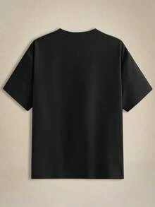EASEVO 3 Peças/Conjunto Camisetas de Gola Careca de Manga Curta Casuais em Cores Sólidas, Plus Size, Adequadas para Uso Diário no Verão - Preto - Visão 5