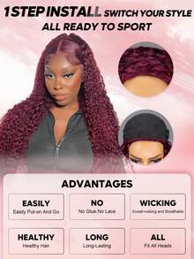 ALL READY WIG TO SPORT 9am Hair Store Wear Go Half Wig 99J Burgundowy kolor Wstępnie stylizowana fala wodna Elastyczne dopasowanie 3 w 1 Pół peruka ze sznurkiem Naturalna linia włosów Bezszwowa przyjazna dla początkujących Wear And Go Peruka bez kleju z ludzkich włosów Wstępnie wyrwana linia włosów 180% gęstości 14-16 cali Bob 18-26 cali Regularny kolor Naturalne nieprzetworzone dziewicze włosy Peruki świąteczne