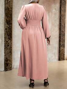 Roveilla Đầm Maxi xẻ tà xếp ly cao cỡ lớn cho nữ - Bụi hồng - Xem 2