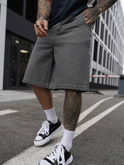 Artur Kramer 男士休闲牛仔5英寸刺绣印花短裤，夏季时尚