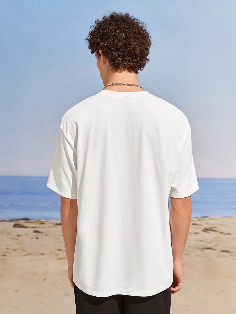 1pc Men's Knitted Casual Short Sleeve T-Shirt