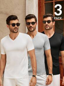 Manfinity VCAY 5pcs/Set Men Casual Versatile Solid Color Short Sleeve T-Shirts Tee, Summer - Multicolor - View 7