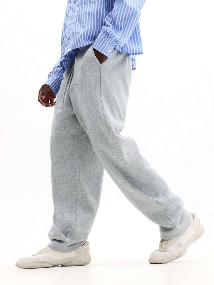 Straight Fit Sweatpants With Embossed Detail