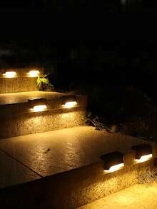 4pcs/8pcs/12pcs/16pcs Solar Lights 1 LED Wall Lamp Set, Black Shell, Warm White/White Light, Outdoor Garden Wall Fence Pathway Landscape Stairway Solar Lights - Black - View 9