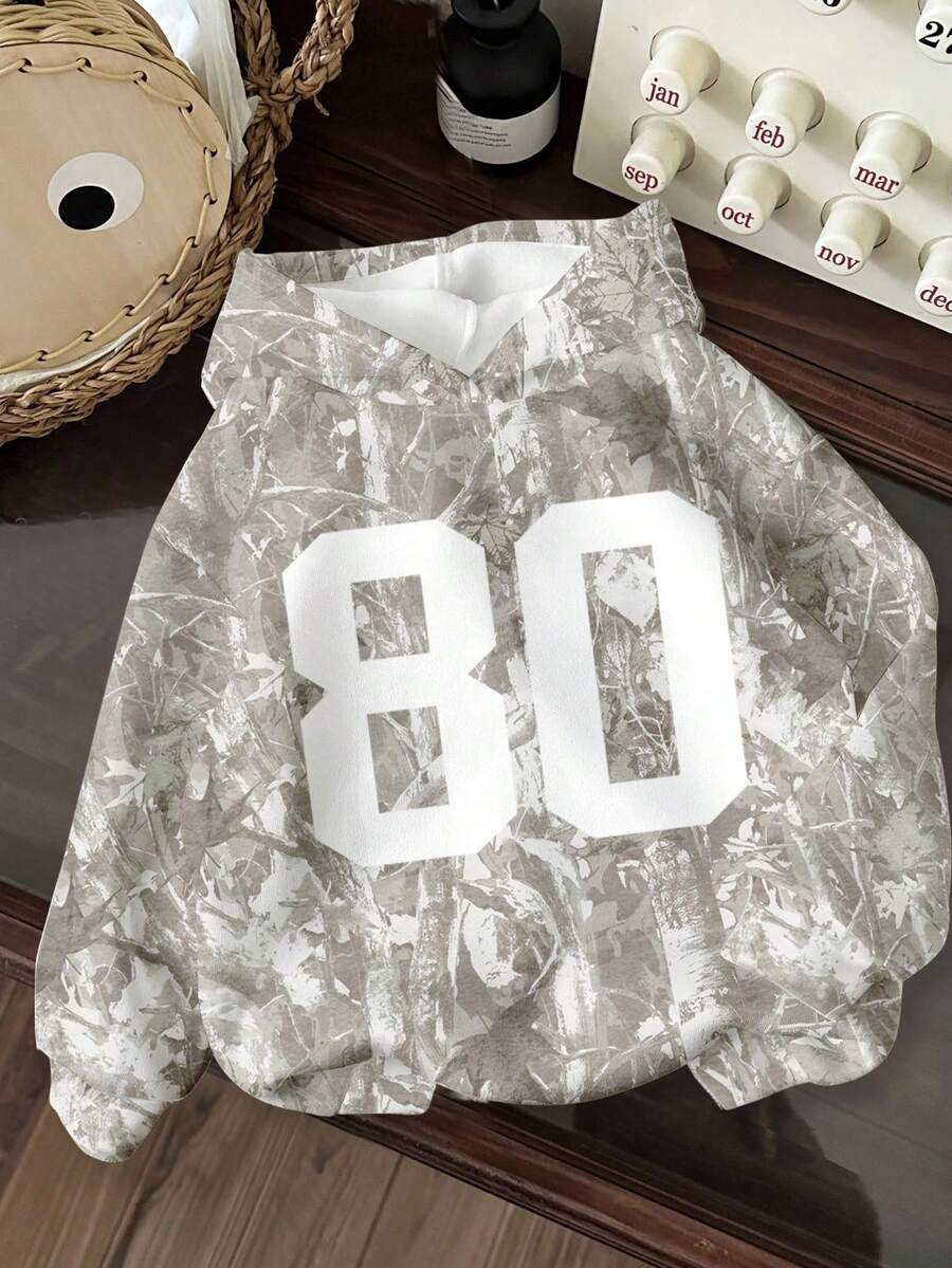 SHEIN 女婴可爱百搭连帽长袖卫衣，秋冬季 - 彩色 - 查看 1